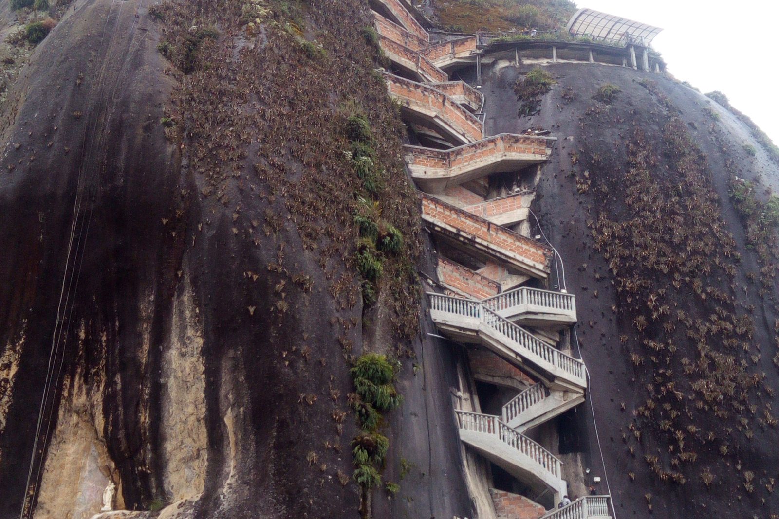 Zigzag staircase on the El Peñol rock in Guatapé, Colombia